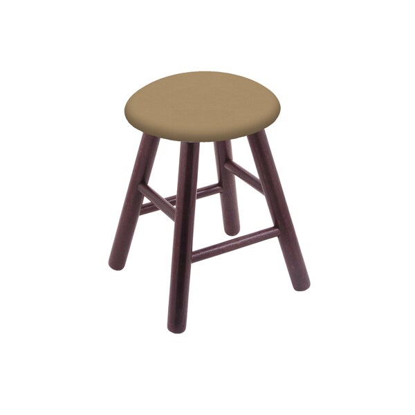 Oak Vanity Stool, Dark Cherry Finish, Graph Poppy Seat